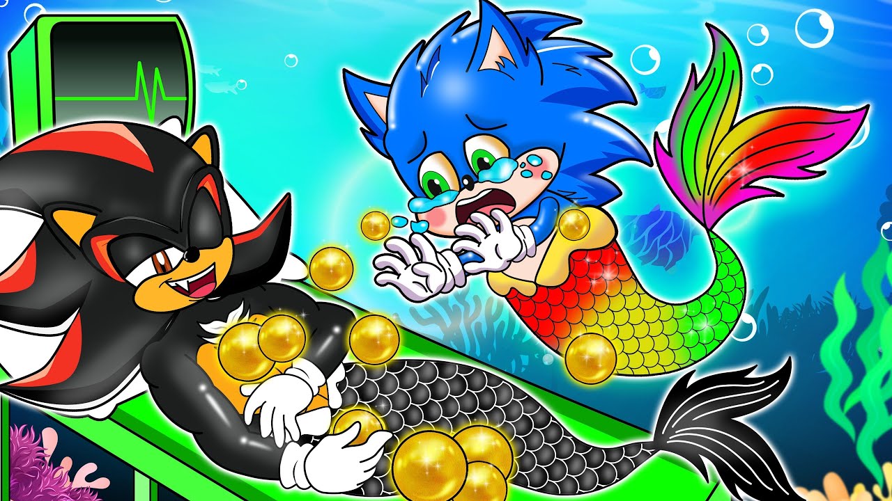 Sonic Mermaid 'sTear and GOLD Pearl - Sonic Growing GTA Up - Sonic The Hedgehog 2 Animation