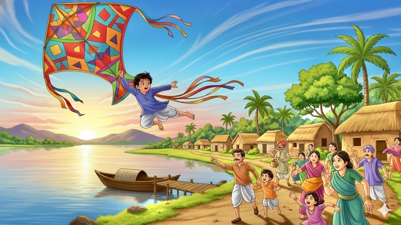 बड़ी पतंग लड़के को ले गई || Badi Patang || Hindi Kahaniya || Village Cartoon TV