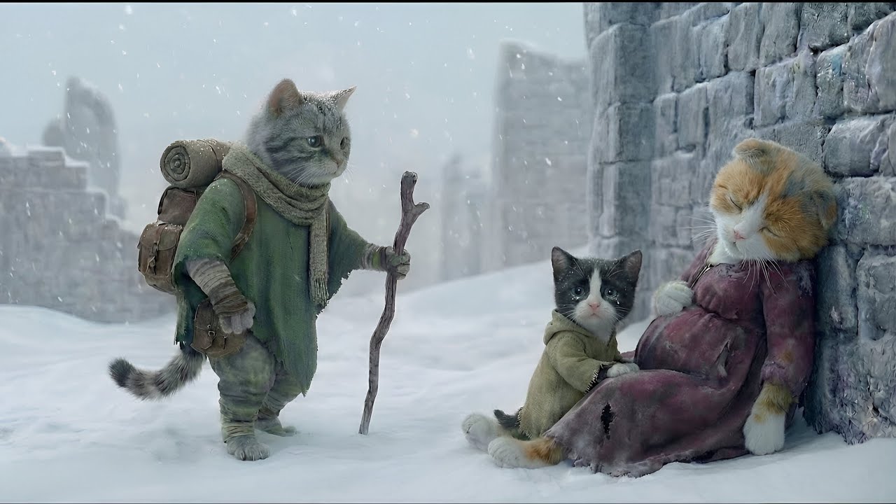 Brave Cat Rescued a Pregnant mama and her kitten in a snowstorm…❄️🐾 Then a Miracle Happened !