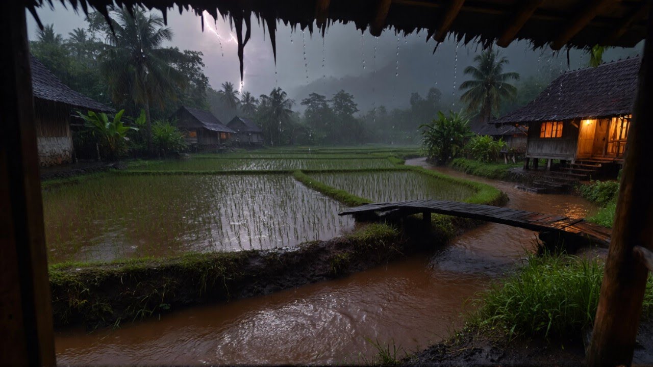 Hujan saat sore di pedesaan ( Rain in village in the evening ) 