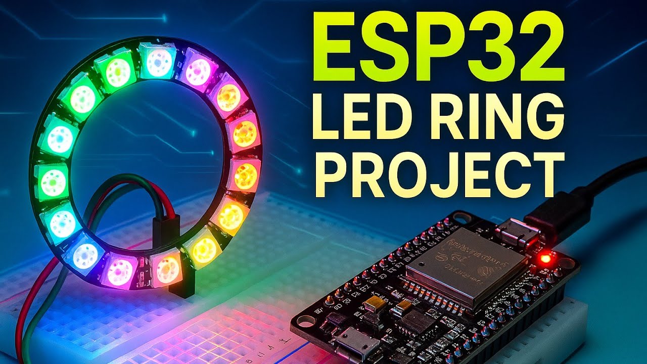 Control WS2812 RGB LED Ring with ESP32 | Colorful Neopixel Effects
