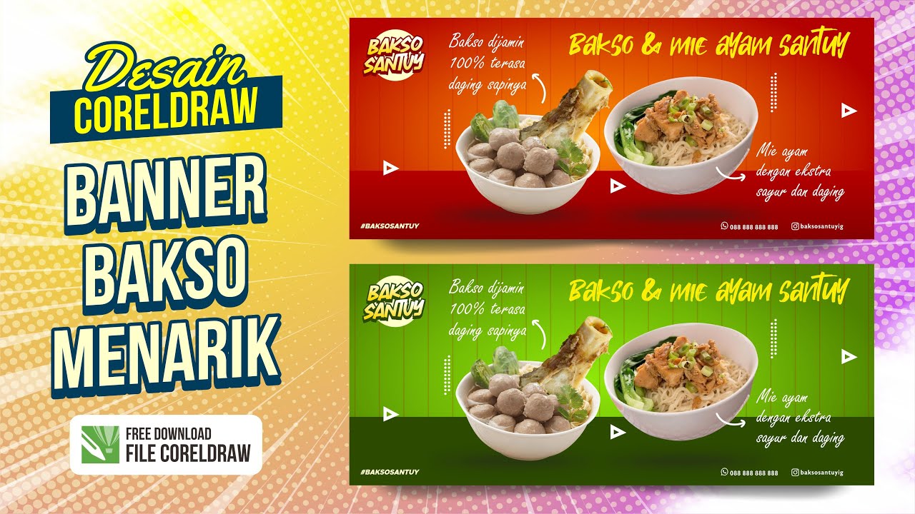 Belajar desain coreldraw membuat banner bakso coreldraw x7 terbaru