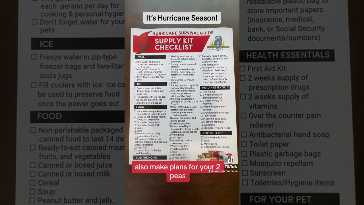Hurricane Checklist-Get prepared!