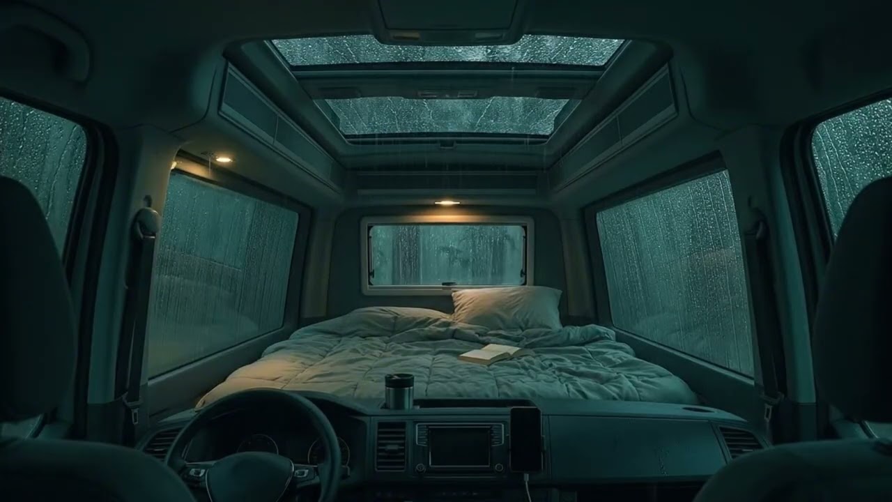 Relaxing Rain on Van Windows at Night | 3 Hours of Cozy Camper Van Sleep Ambience 4K
