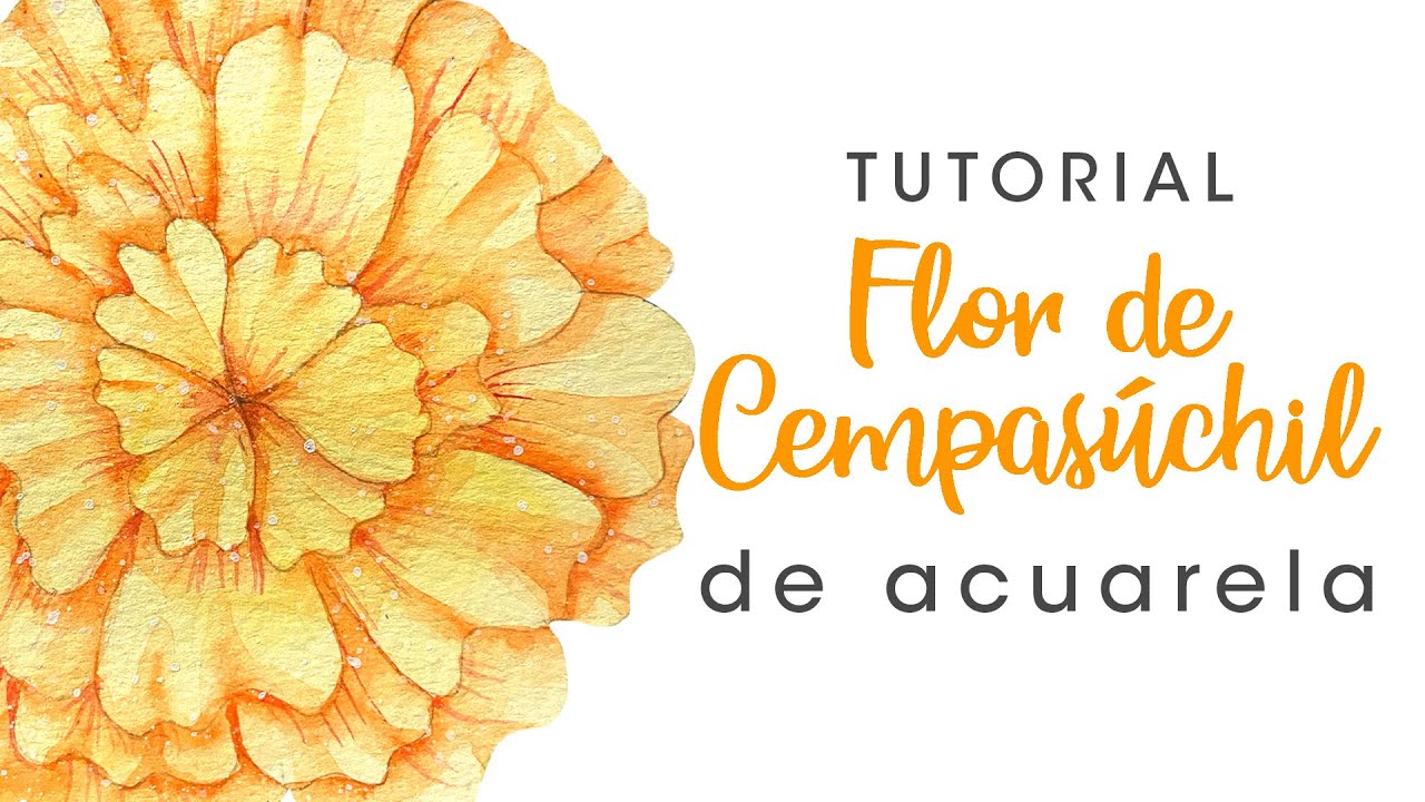 Tutorial FLOR DE CEMPASÚCHIL de acuarela