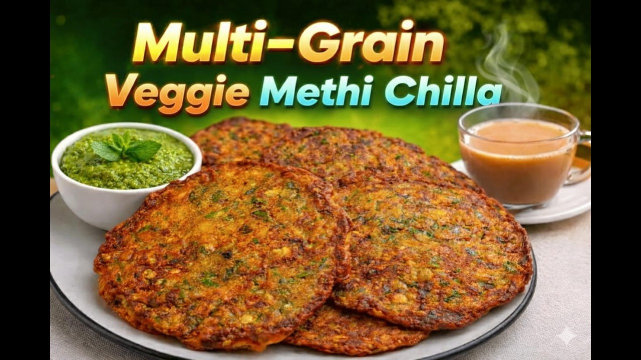 सिर्फ 10 मिनट में बनाएँ हाई-प्रोटीन मेथी चिल्ला | Multigrain Veggie Methi Chilla | Breakfast Recipe 