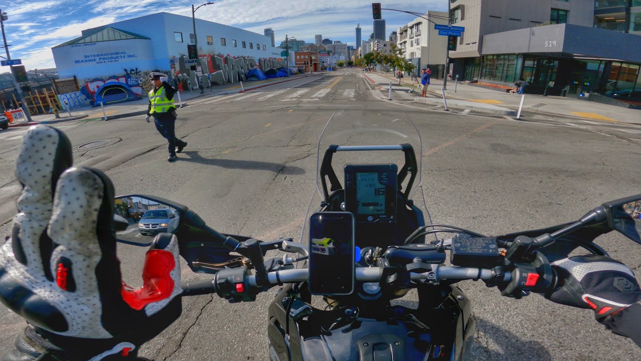 Ride through Skid Row Downtown LA | YAMAHA TENERE 700|  RAW SOUND [4K]