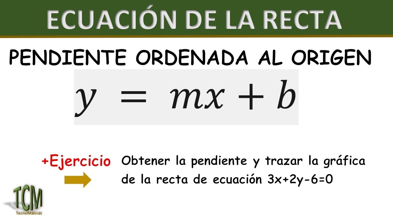 Ecuacion de la recta | Pendiente ordenada al origen