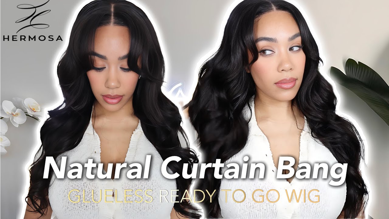 Easy Install Glueless Closure Wig! Trying Curtain Bangs with HERMOSA HAIR ✨ HONEST REVIEW