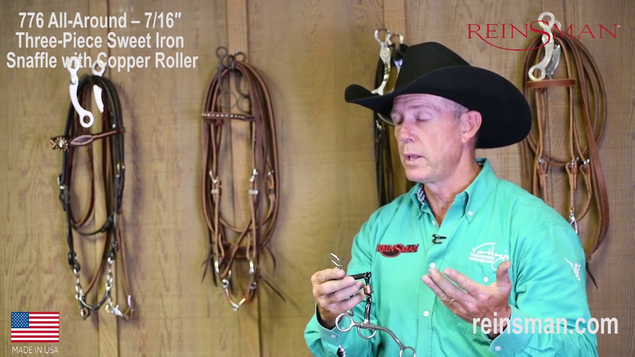 Bit 776 ALL-AROUND &ndash; 7/16&Prime; THREE-PIECE SWEET IRON SNAFFLE WITH COPPER ROLLER