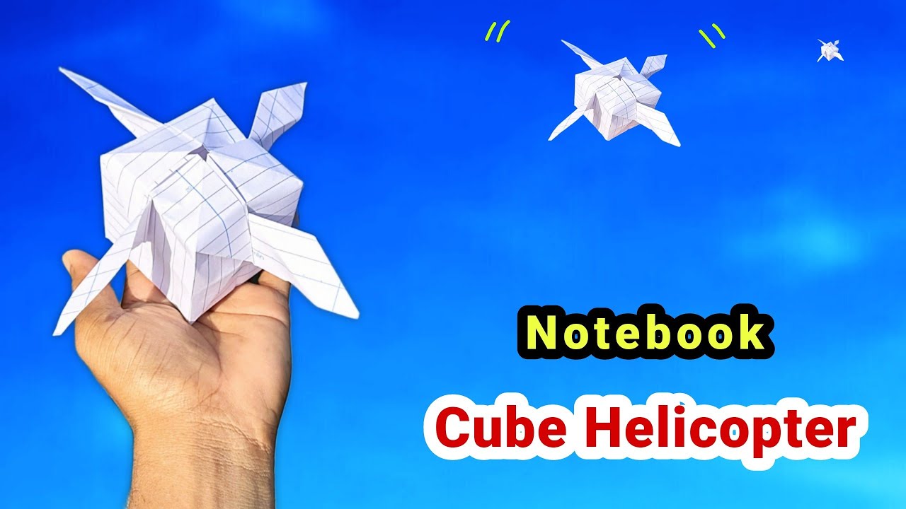Flying Cube Helicopter, Notebook Cube Toy, Flying New Helicopter toy, paper square helicopter