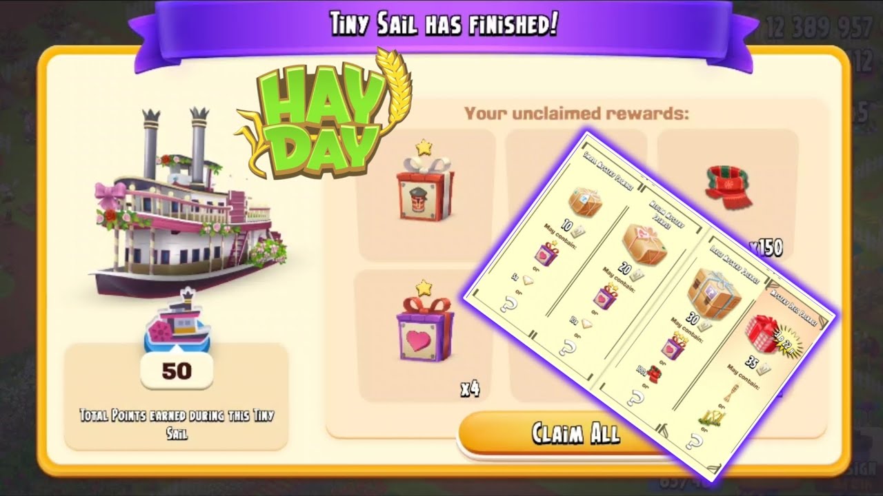Hay Day Level 144 Gameplay | Tiny Sail all Rewards Claim! 