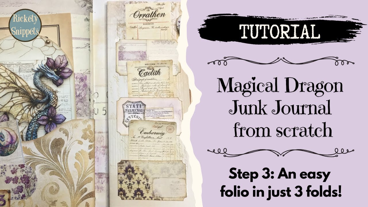 🐲 Craft with me: A magical + EASY dragon junk journal folio from scratch - in just 3 folds! 🐲