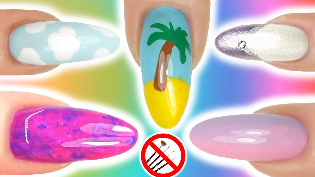 NO TOOLS NAIL ART - 5 EASY NAIL POLISH DESIGNS