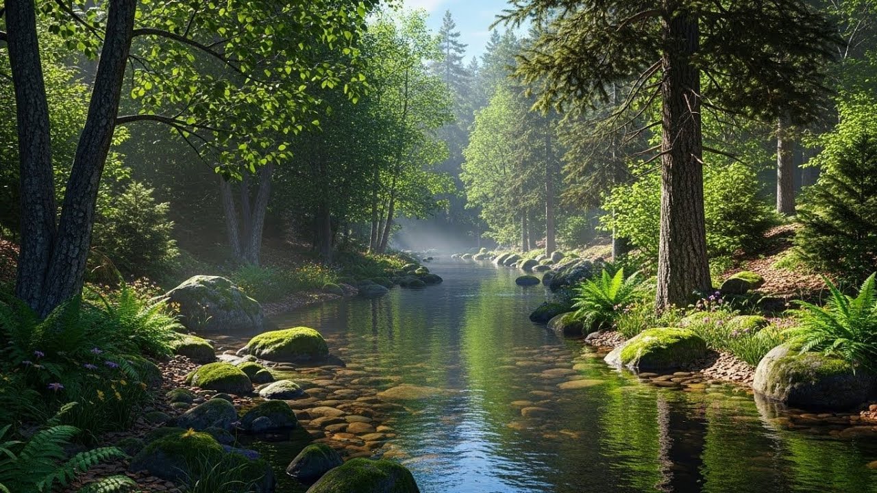 Tranquil River in Forest 🌲🌊 Relaxing Nature Ambience for Focus and Serenity #2254