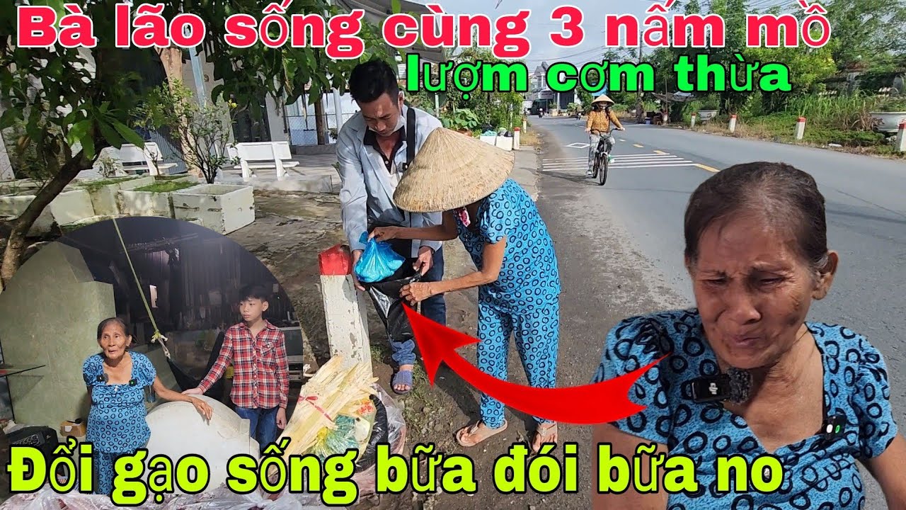 Bà lão sống cùng 3 nấm mồ lượm cơm thừa đổi gạo sống bữa đói bữa no