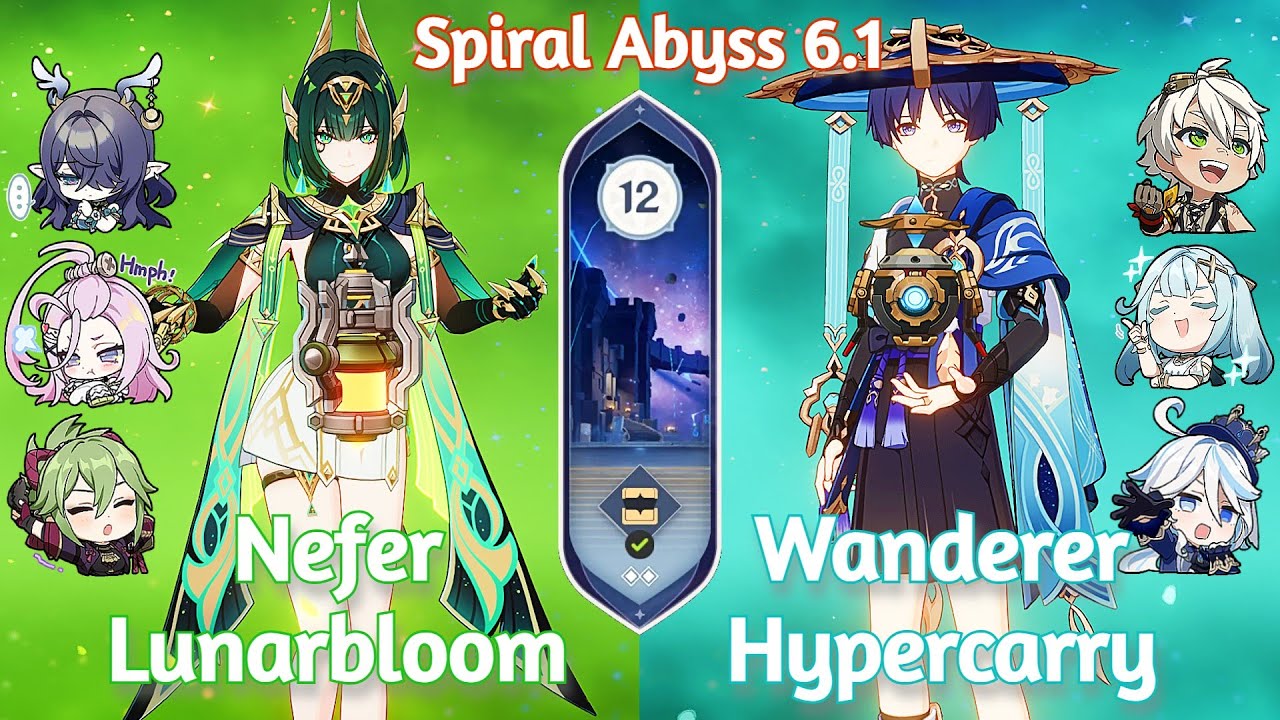 C0 Nefer Lunarbloom x C1 Wanderer Hypercarry - NEW Spiral Abyss 6.1 | Genshin Impact