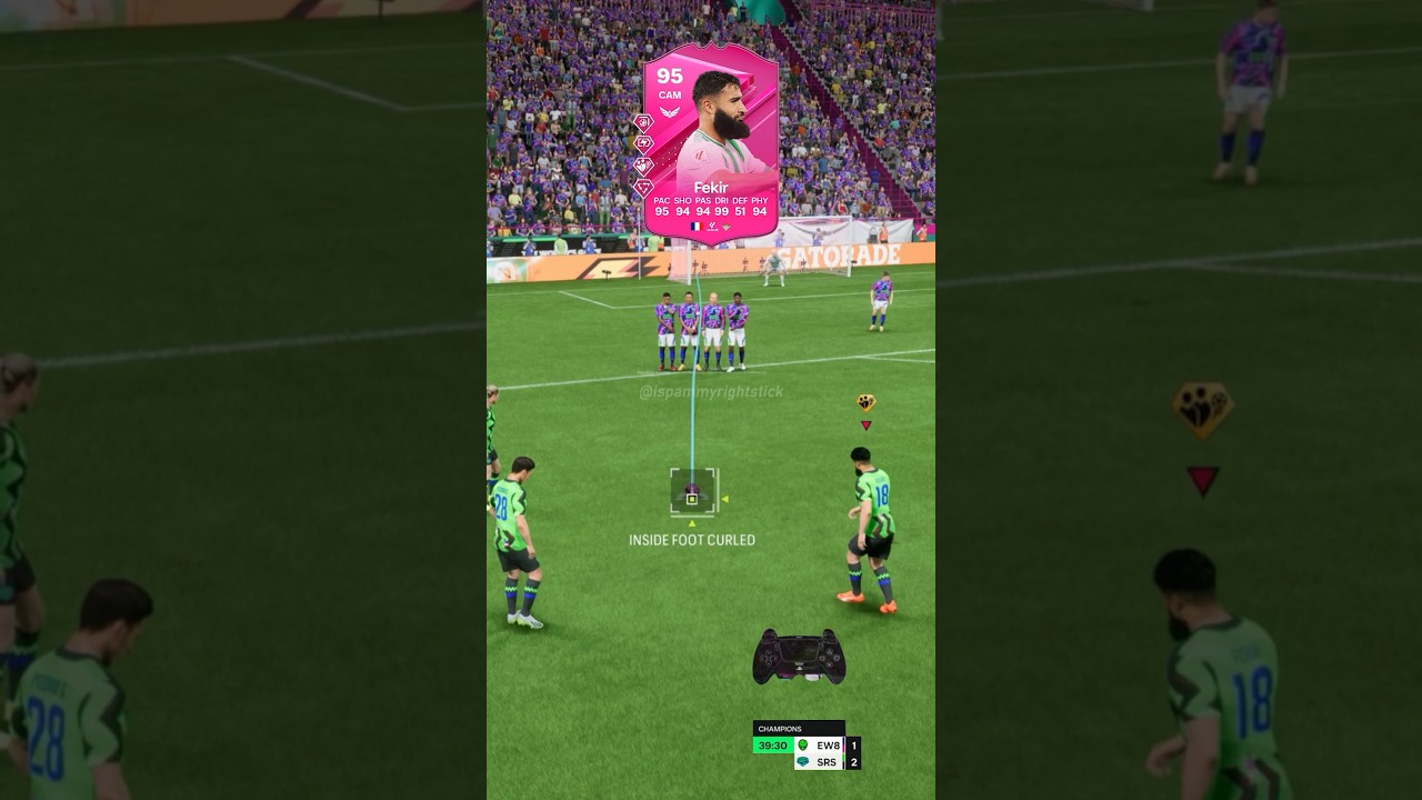 KNUCKLEBALL free kick tutorial😳 w/ 9️⃣5️⃣ FEKIR 🇫🇷 #fc24 #fifa #easports