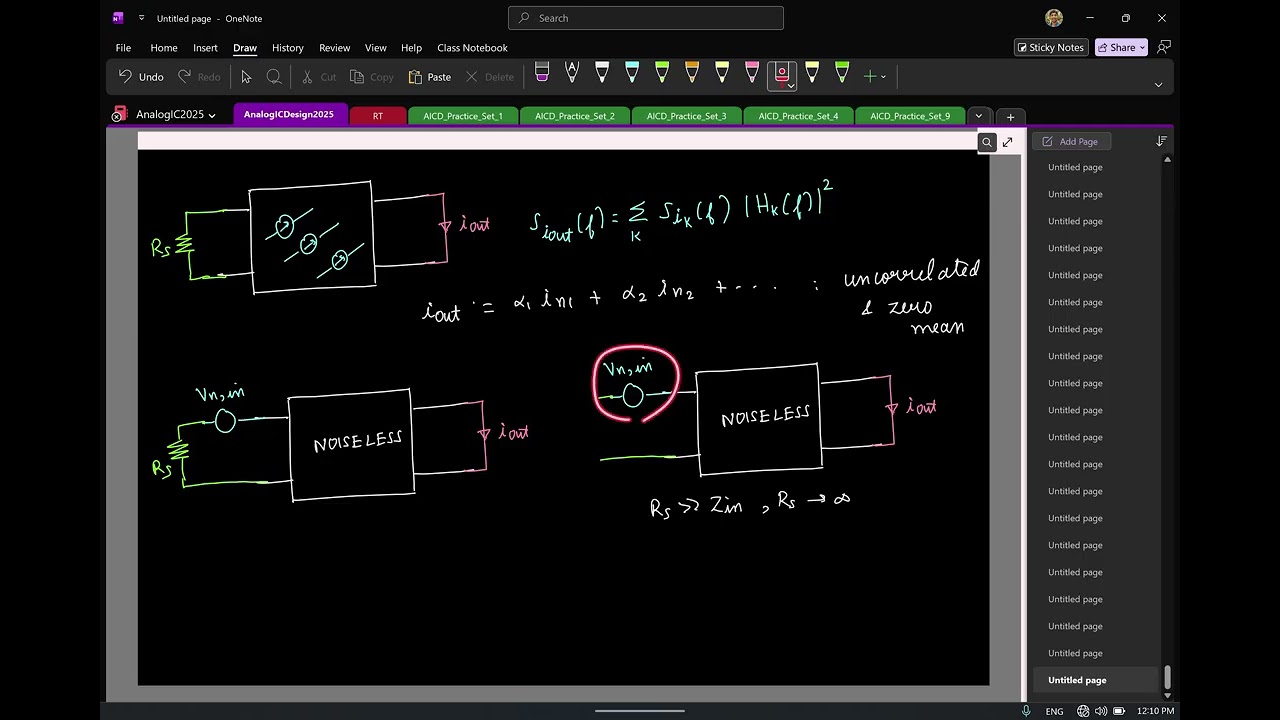 Lec 24: Input referred noise voltage & current calculations; Noise & Offset in 5-T OTA