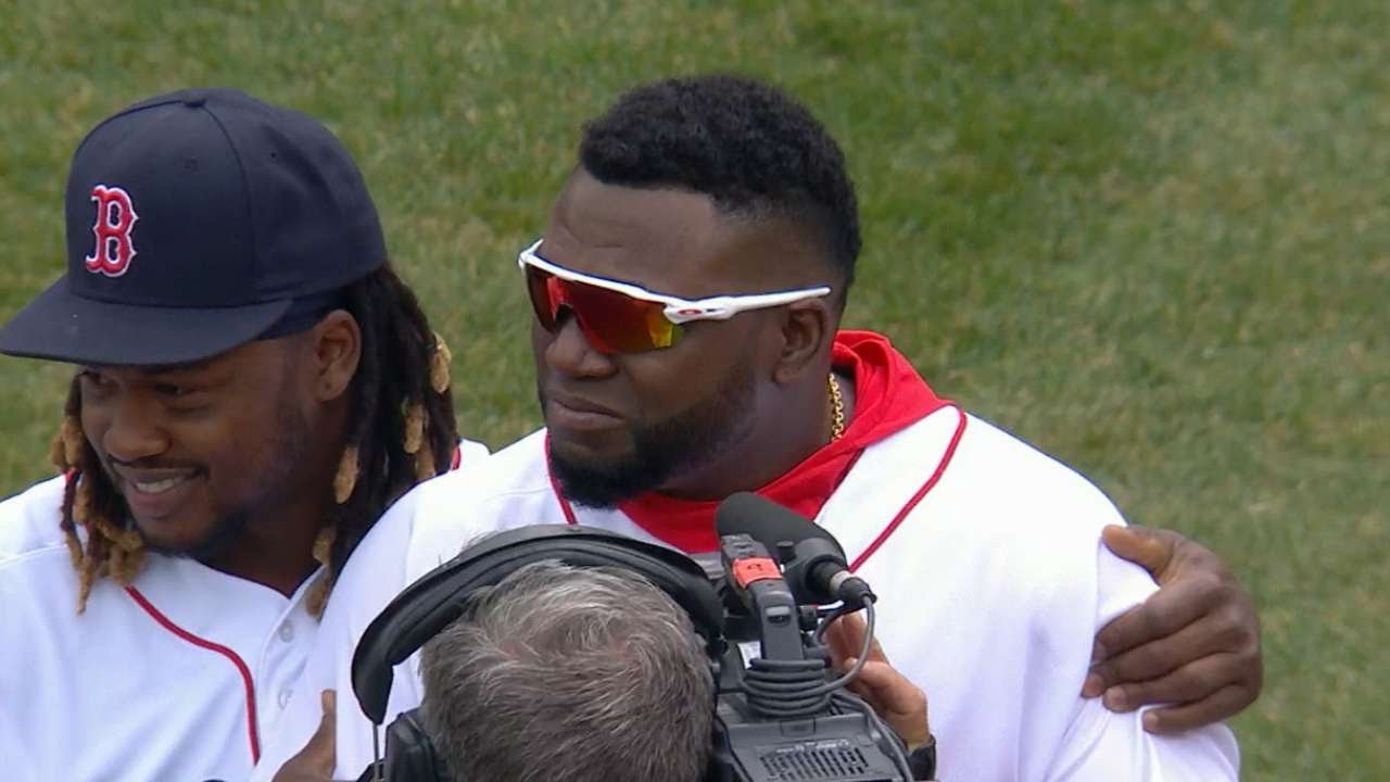Ortiz honored at Fenway before home opener