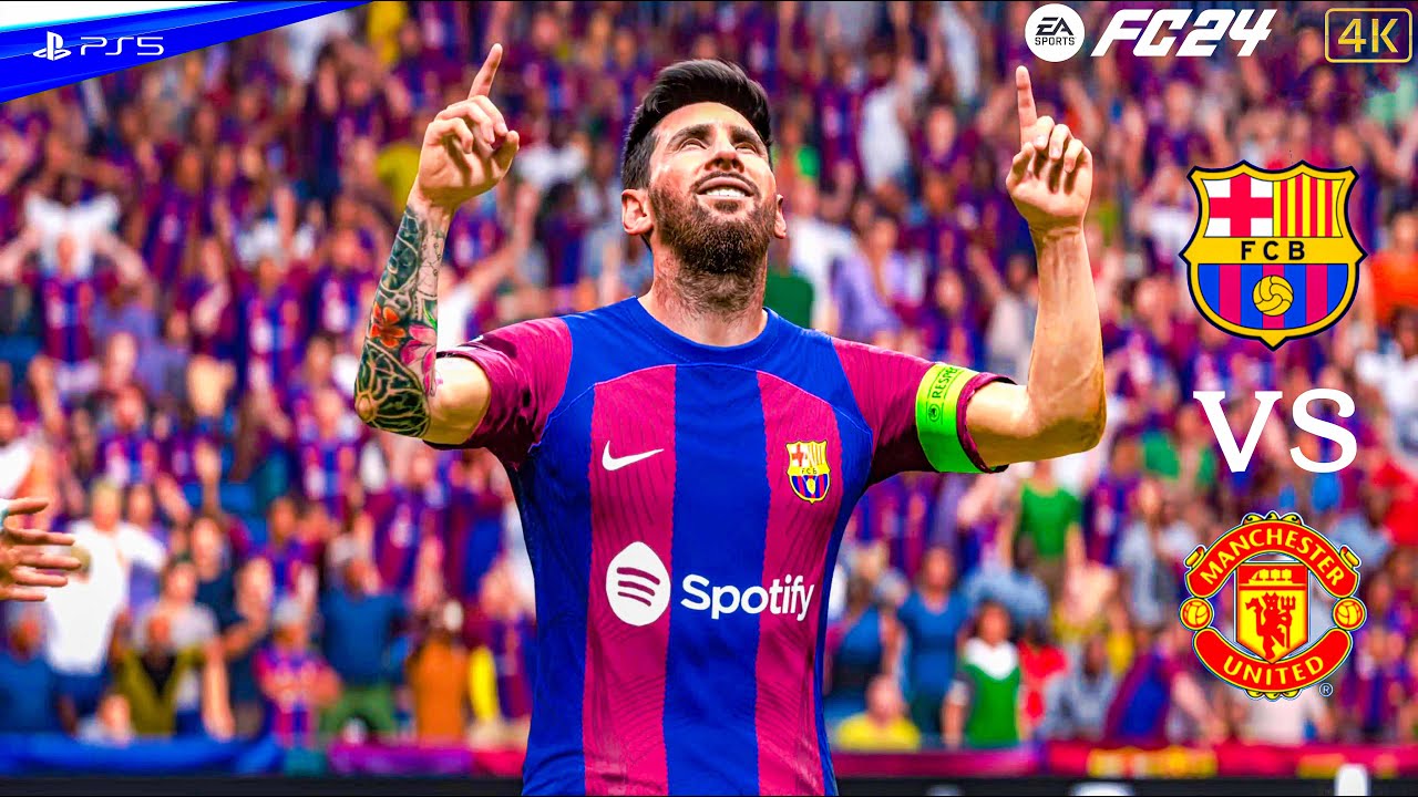 EA SPORTS FC 24 - Messi at Barcelona | Barcelona vs Man United | PS5 [4K60]
