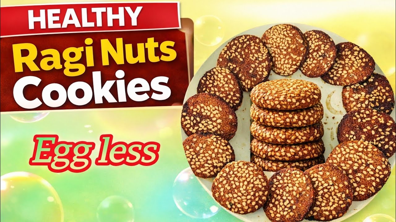 Healthy Ragi Nuts cookies /Egg less @No Maida &No Oven/No sugar 😋 Bakery style cookies at home 🏡🏡