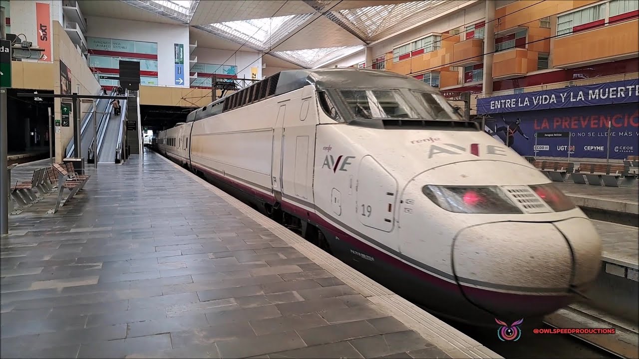 TGV A (RENFE AVE S100) departing in Zaragoza - High Speed Train Spain - 🚅