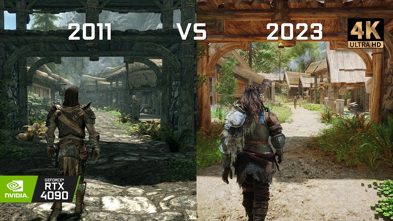 Skyrim 2011 to 2023 Comparison | Vanilla to NextGen Graphics | Ultra Modlist | RTX 4090 [4K60]