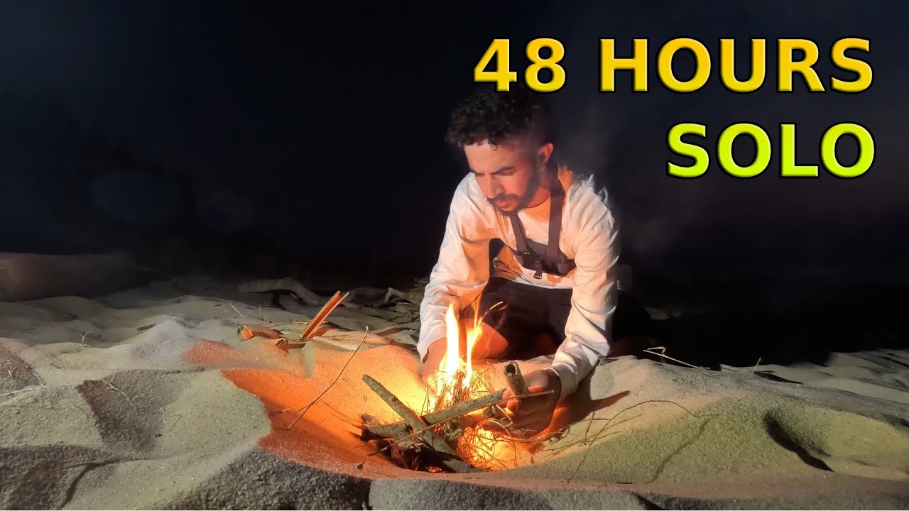 48 Hour Survival Camping by the Ocean | Eating Only What I Catch
