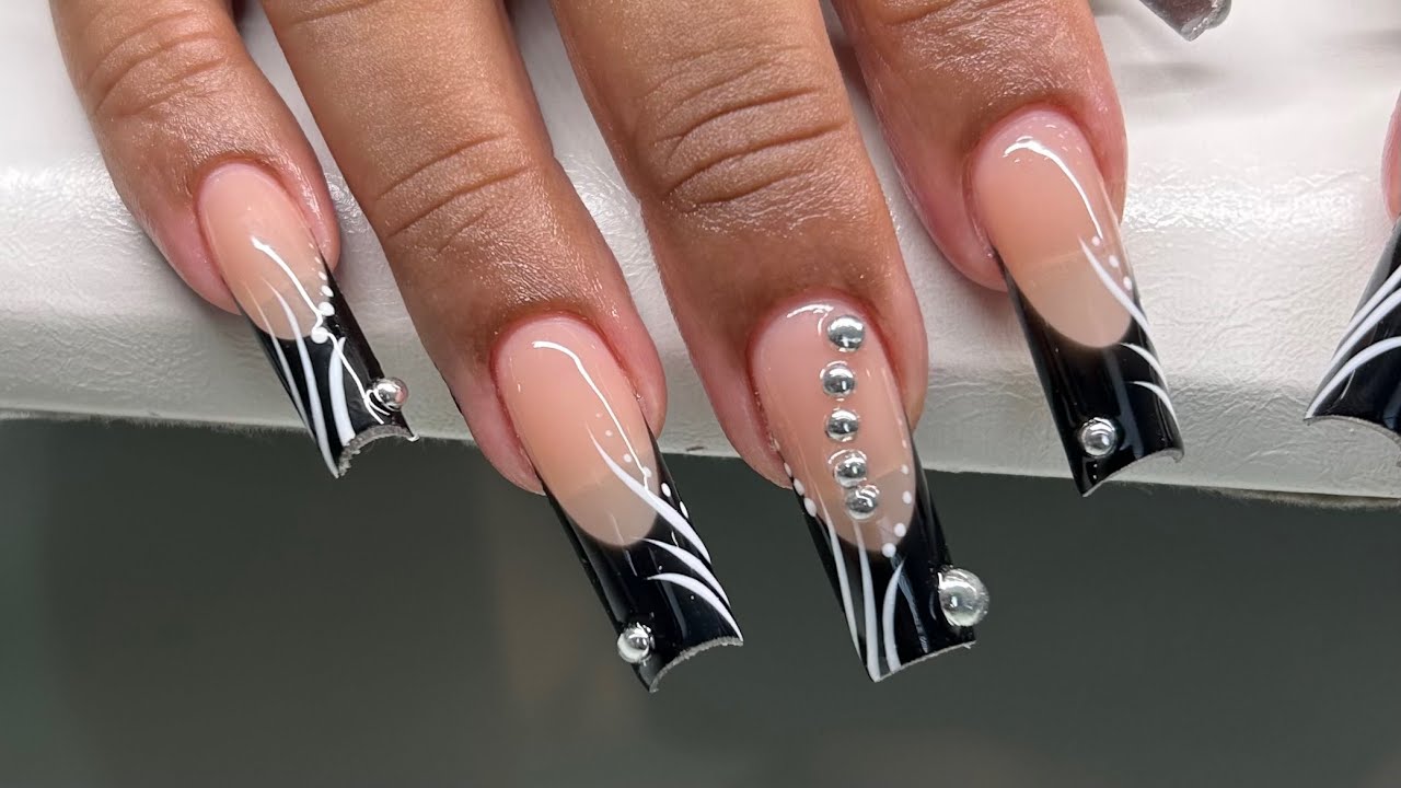 Long Square French 90s Inspired Nails | Gel X