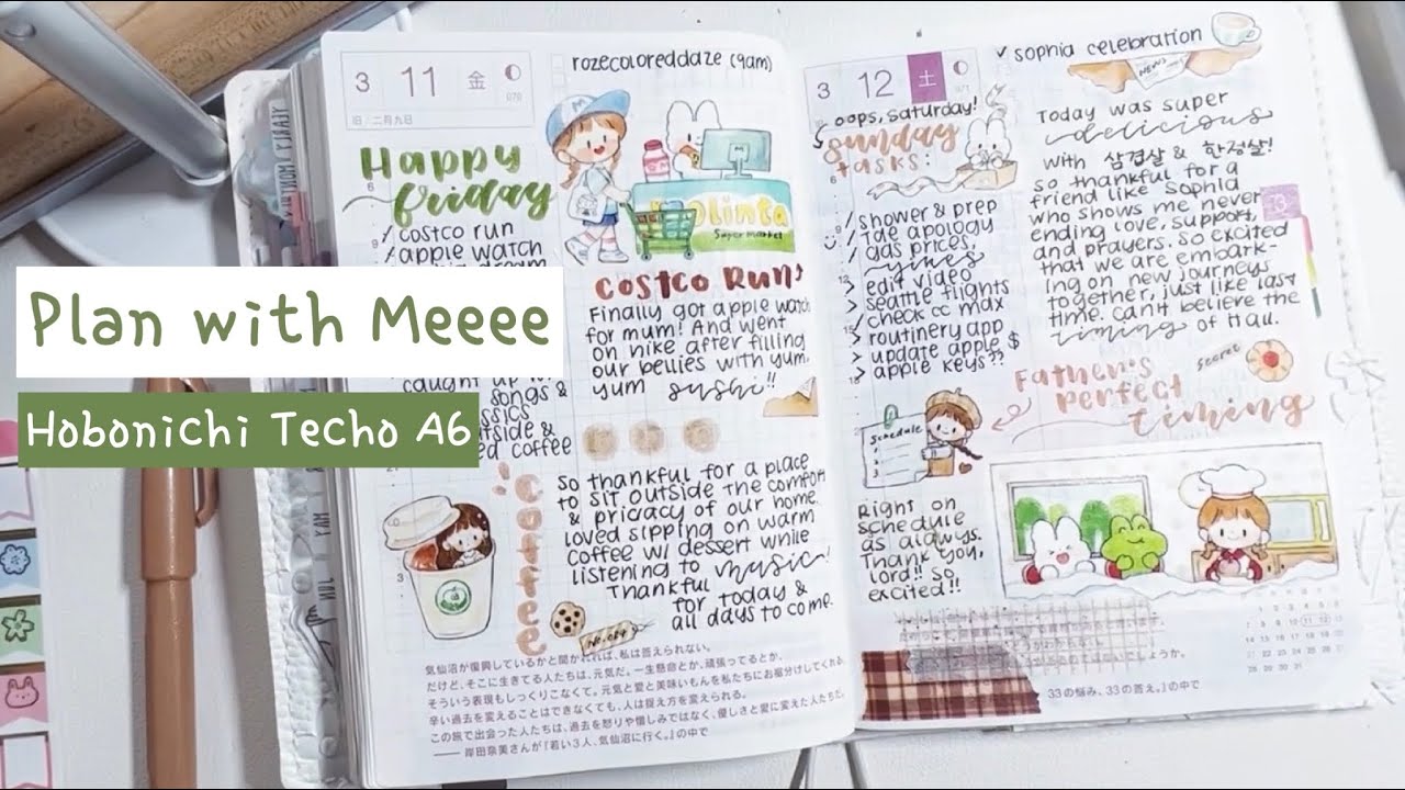 ✍🏼 Hobonichi Plan with Me in the Daily Pages with Molinta Stickers!