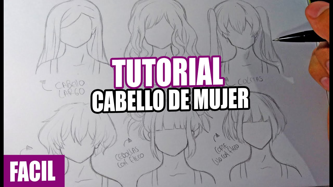 Como Dibujar CABELLO ANIME DE MUJER *PASO A PASO* || How to draw hair || BillyArt