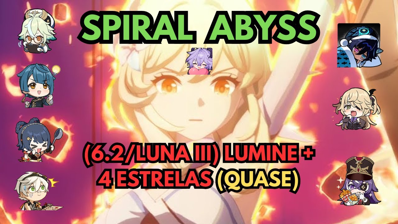 Abismo da 6.2 (Luna III) - Lumine Pyro + personagens 4 estrelas (Quase...) - Genshin Impact PS5
