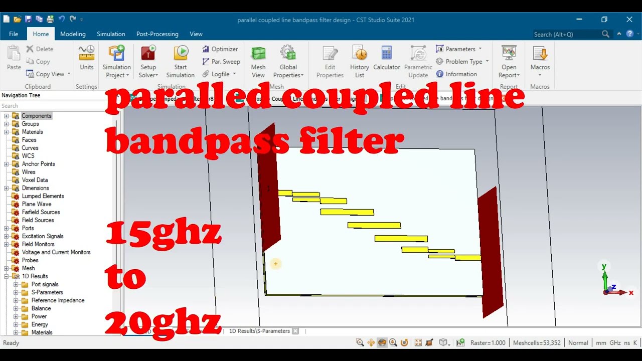 three pole parallel coupled lines bandpass filter design results optimization ansys HFSS electronics