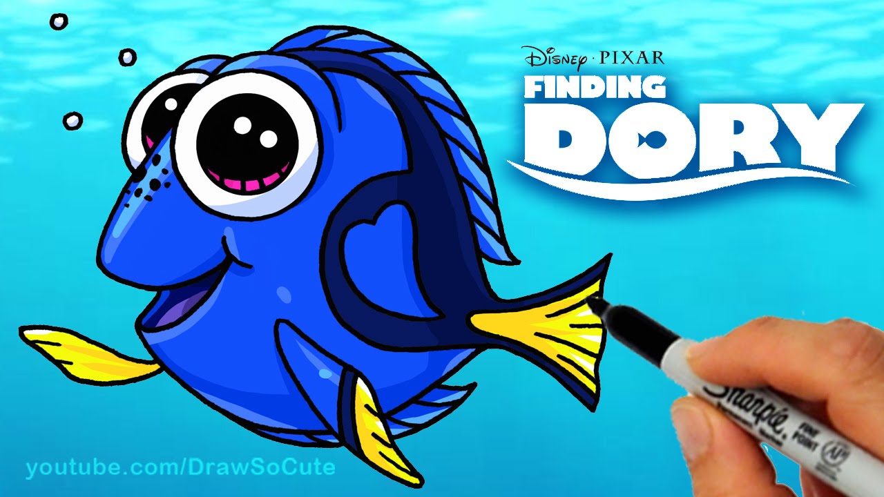 How to Draw Dory step by step Cute from Disney Finding Dory Movie