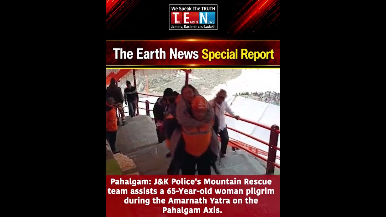 J&K Police's Mountain Rescue team assists a 65-Year-old woman pilgrim during the Amarnath Yatra