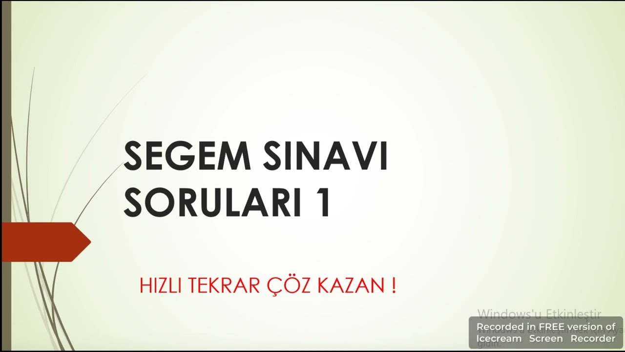 SEGEM SINAV SORU VE CEVAPLARI  1️⃣.VİDEO HIZLI TEKRAR DİNLE KAZAN‼️2.Diğer ders video linki 👇