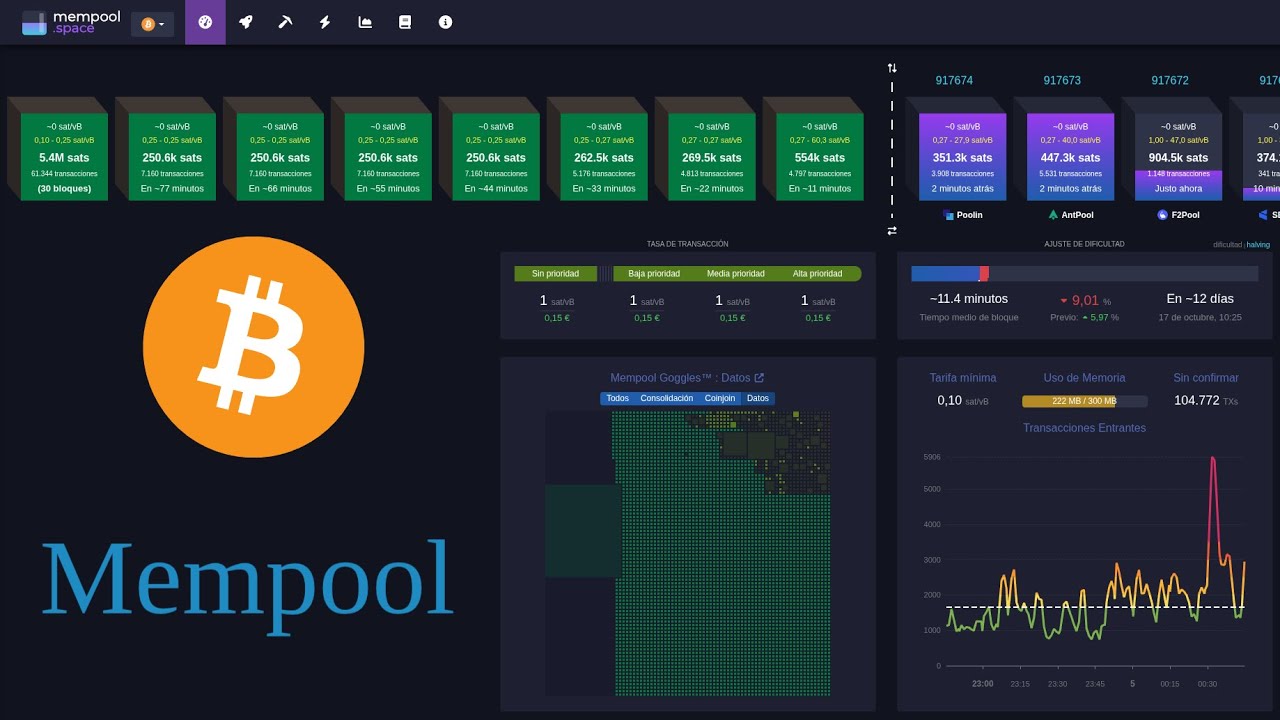Surfeando Mempool.space: como leer el explorador de bloques de Bitcoin
