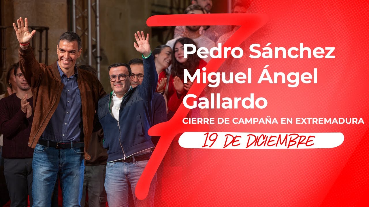 PSOE /  Pedro Sánchez y Miguel Ángel Gallardo en Villanueva de la Serena
