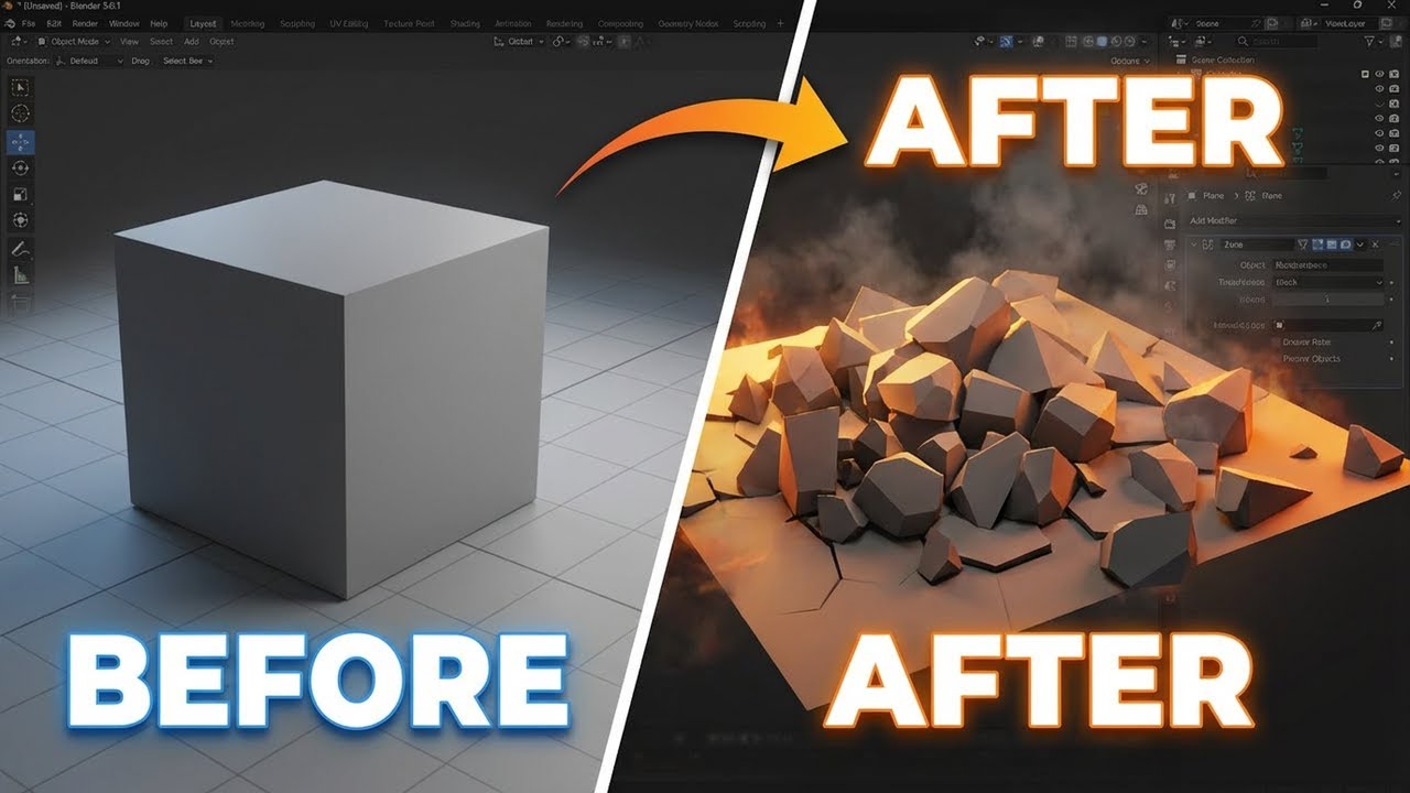 Blender Physics: Simple Cell Fracture & Rigid Body Tutorial