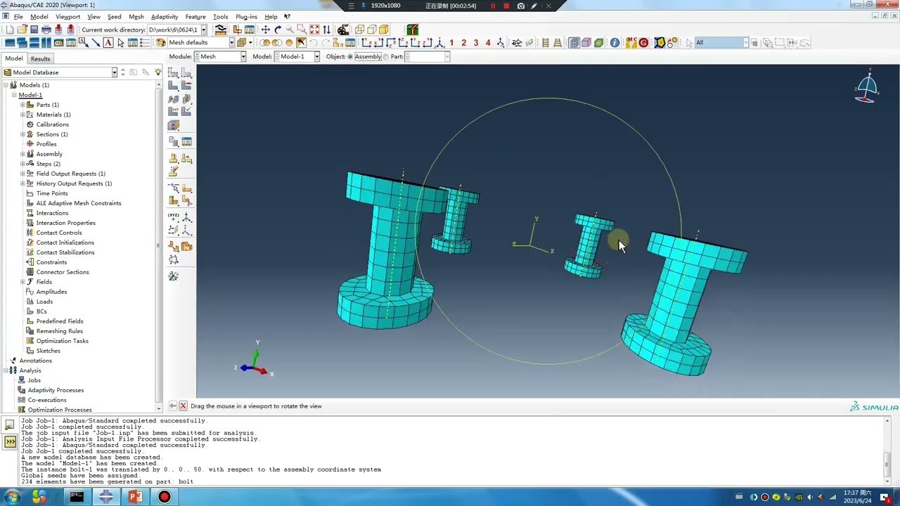 # 111 Abaqus Tutorial# How to apply bolt load to many bolts one time