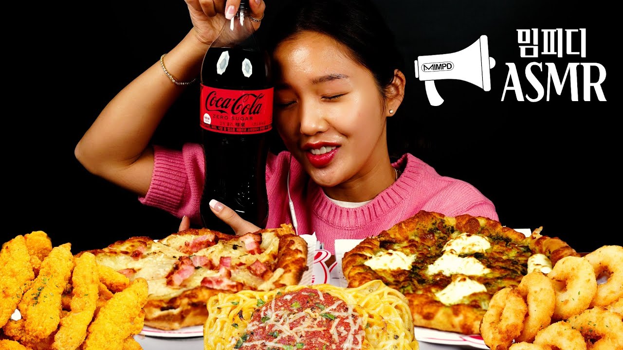 SUB)잭슨피자먹어보았어요🍕하와이안피자싫어한다고?너나와옥상으로따라와 | Pizza,Pasta MUKBANG ASMR