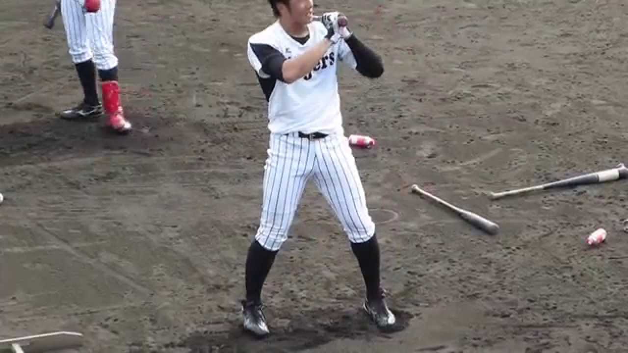 阪神タイガース・横田慎太郎　試合前の練習