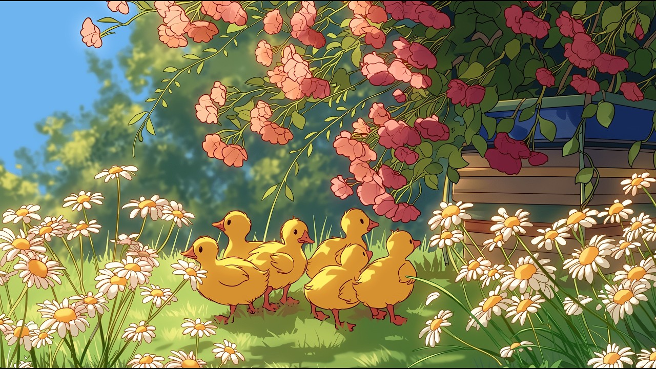 Soft Dreamy music playing in another room while you're in a garden with ducks✨