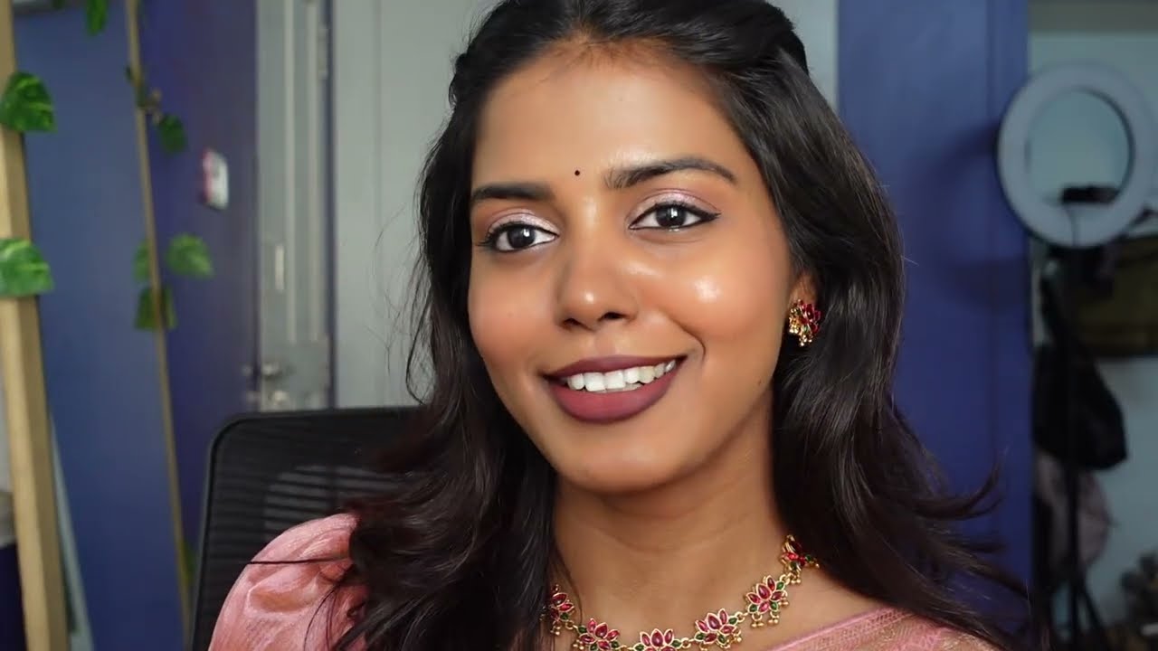 தமிழில்-GRWM for an engagement || Simple and neat party wear look for brown skin  || HARINI SI