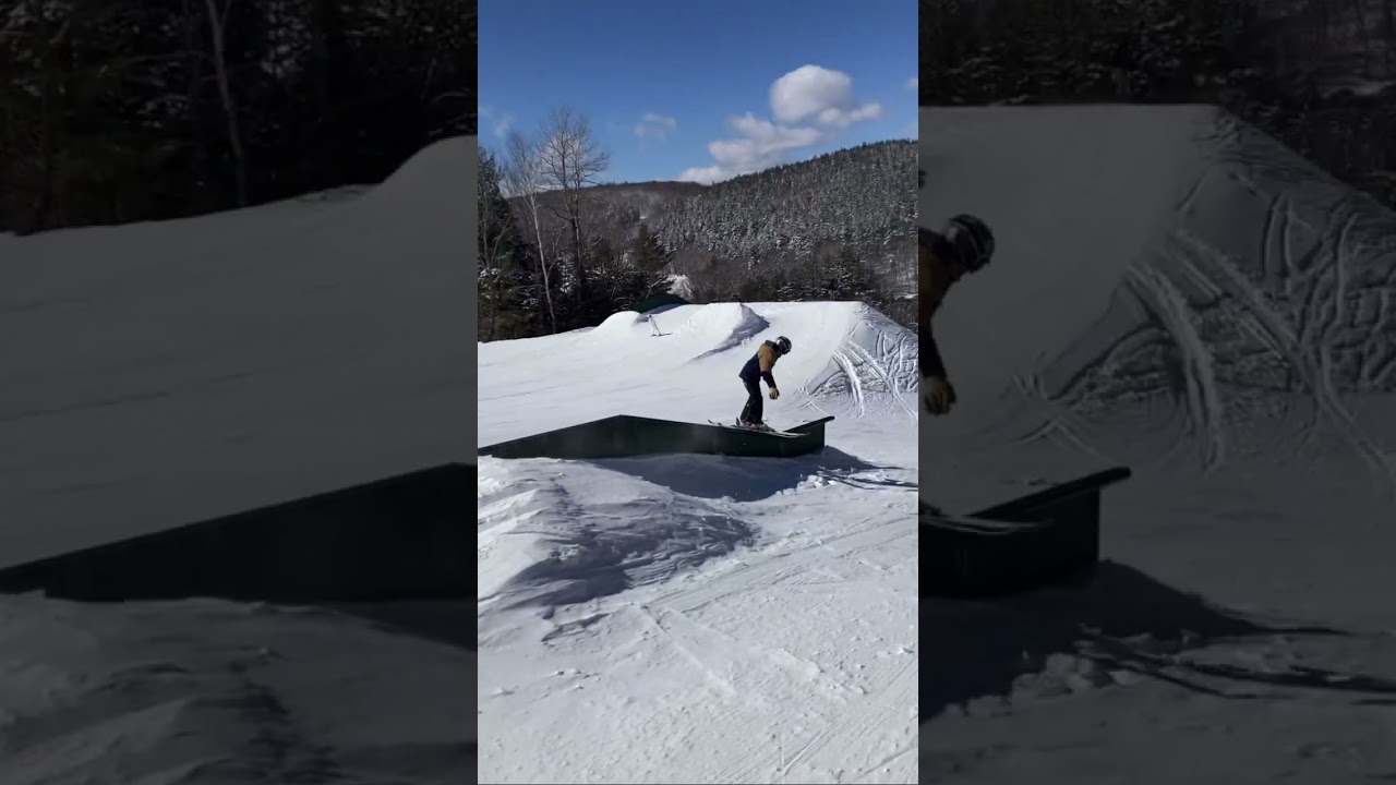 Sketchy kinked rail #skiing #ski #snow #winter #railskiing #freestyleskiing