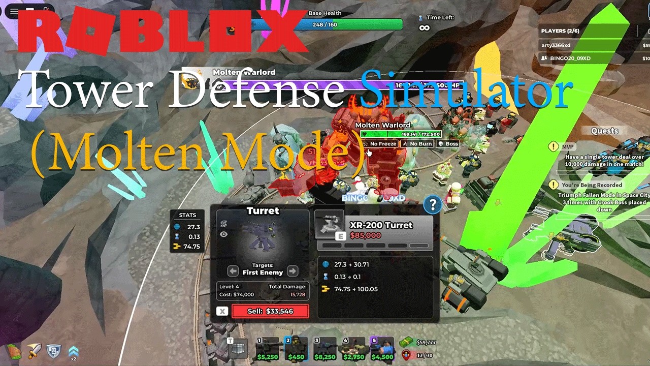Roblox Tower Defense Simulator (Molten Mode) Duo