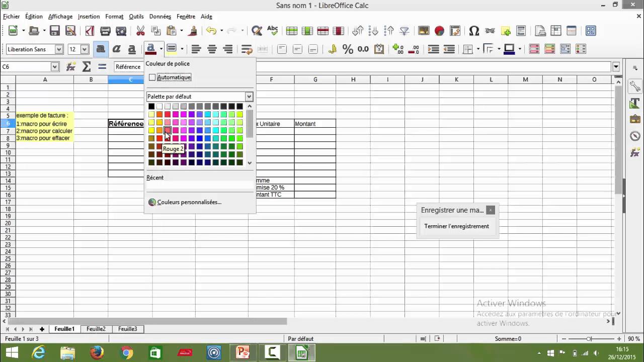 Les macros avec le tableur Calc(LibreOffice)
