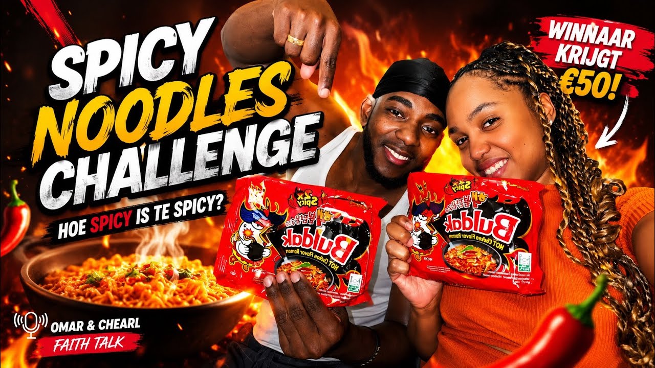 SPICY NOODLES CHALLENGE 🥵 || winnaar krijgt 50 euro💶 | CHEARL VS OMAR