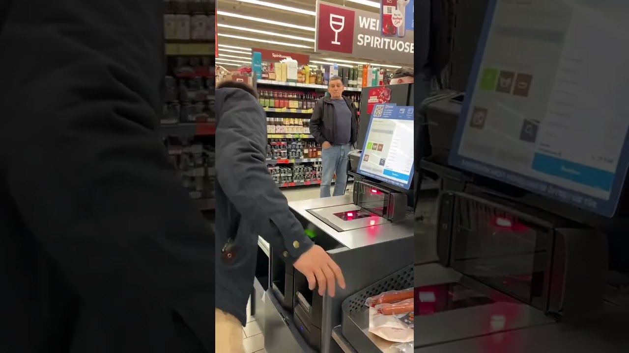 Shopping at Kaufland, Nürnberg, self-service scanning goods' barcode to pay the bill #hunting #lrf